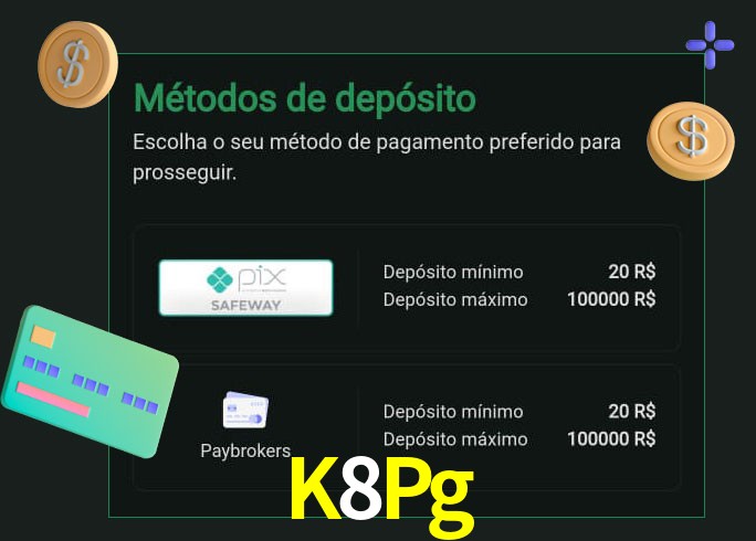 O cassino K8Pg oferece uma grande variedade de métodos de pagamento